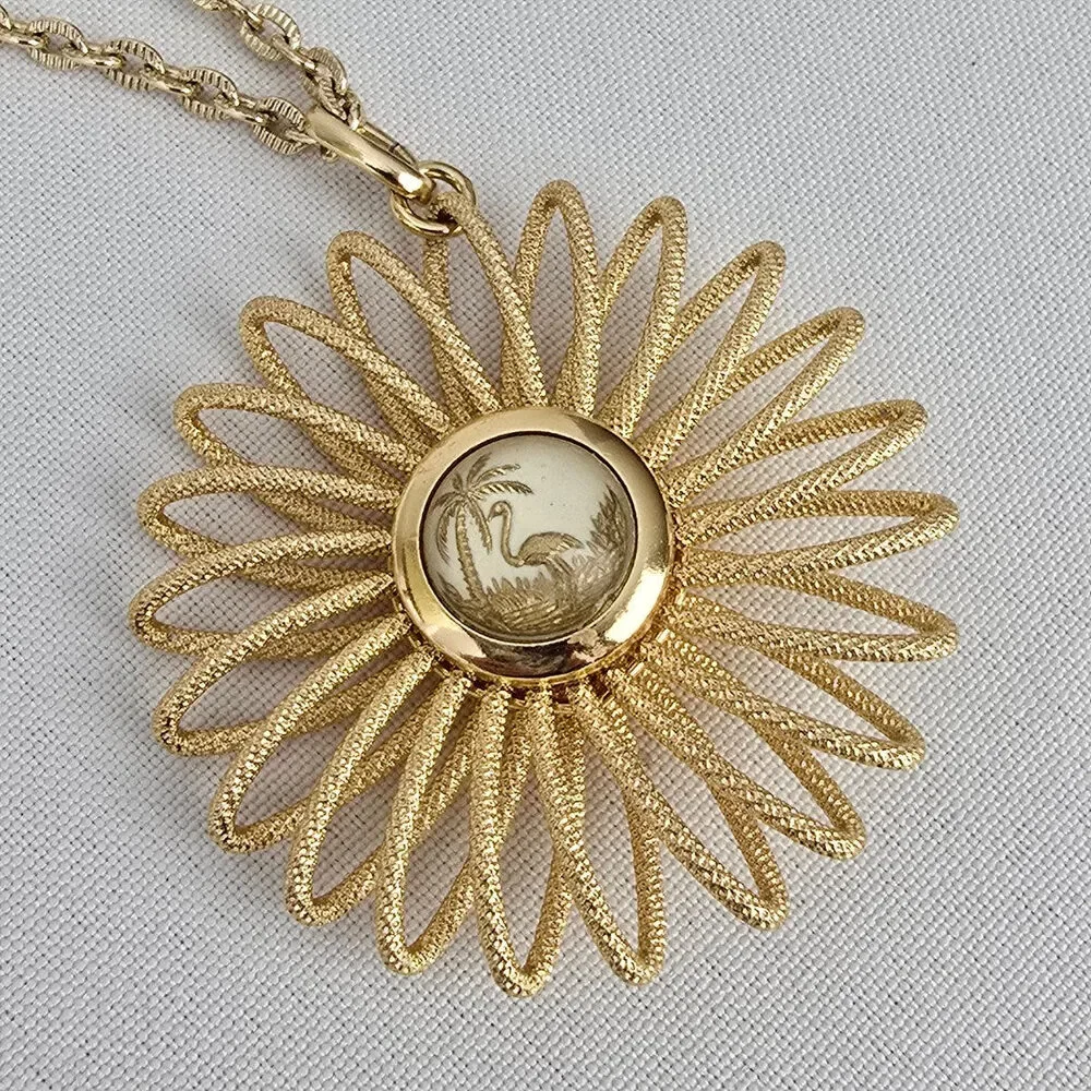 Vintage Made In West Germany Flower Pendant Chain Necklace - Picture 3 of 9